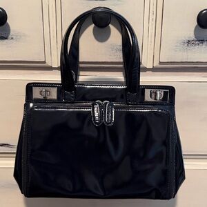 Vintage Gucci Black Patent Leather Top Handle Crossbody Bag Purse